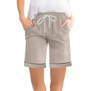 Ankola Bermuda Shorts for Women Trendy Summer 2024 Beach Drawstring Knee Length Shorts Loose Fit Short Pants with Pockets